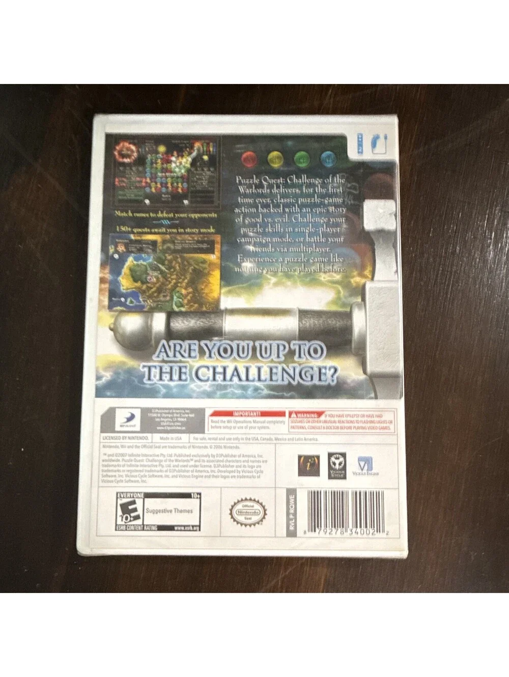 D3publisher Puzzle Quest: Challenge of the Warlords Wii E10+ Manual New - sealed